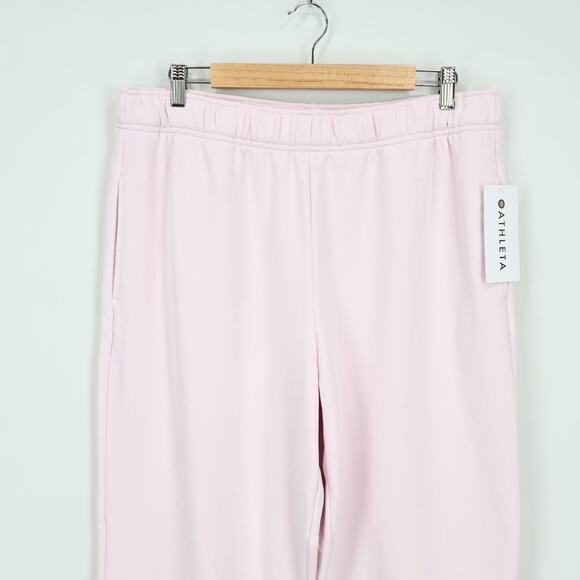 NWT Athleta Forever Fleece High-Rise Fleece Jogger In Shell Pink Size Large - Picture 5 of 9